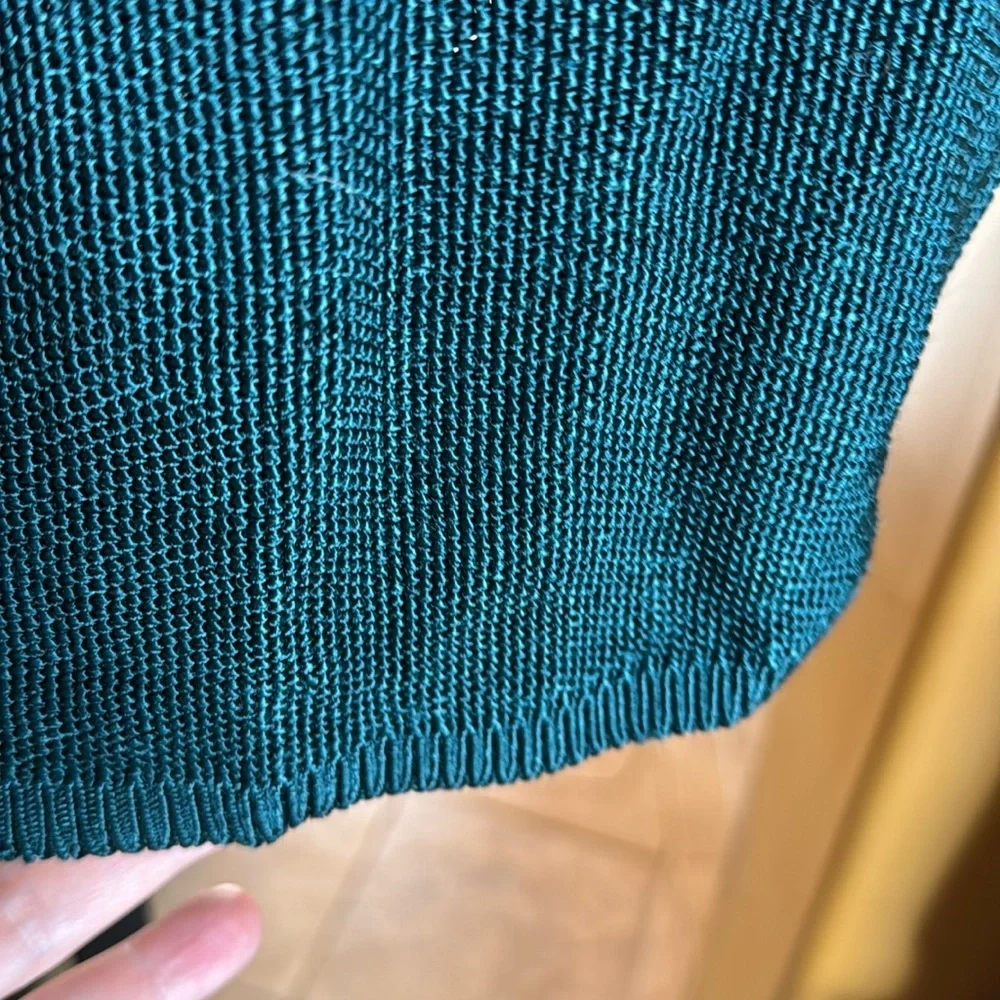 Coldwater Creek Teal Rayon Knit Sleeveless Tank Top Sweater Size Small